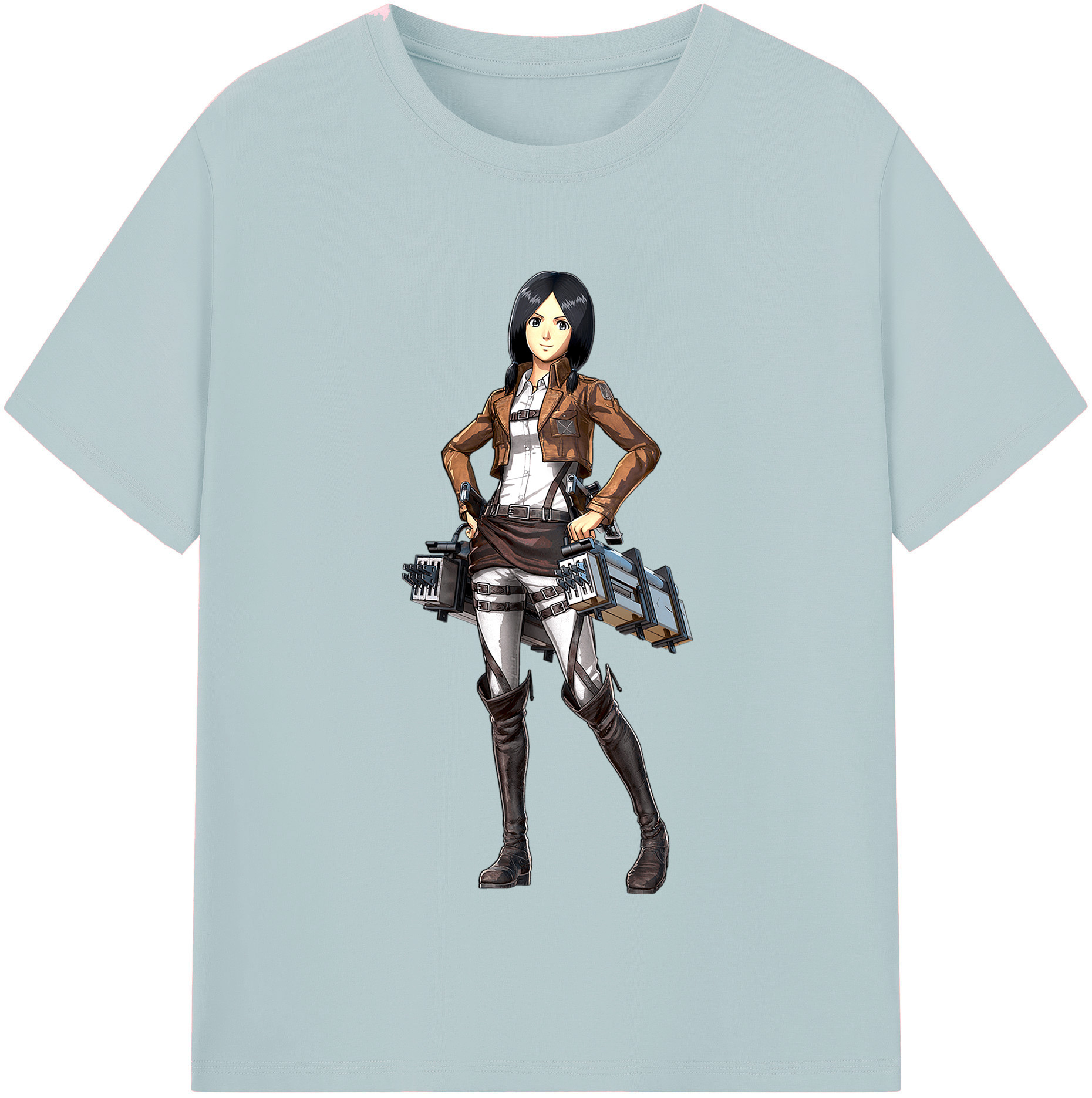 （画像用） 進撃の巨人 ミカサ·アッカーマン Attack on Titan Mikasa Ackerman 綿100％半袖Tシャツ（フロントプリント）